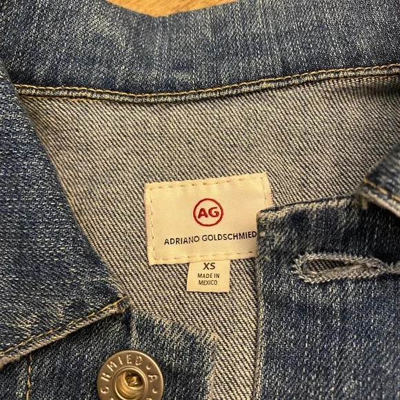 Adriano Goldschmied AG Distressed Denim Jacket Blue XS - Picture 7 of 9